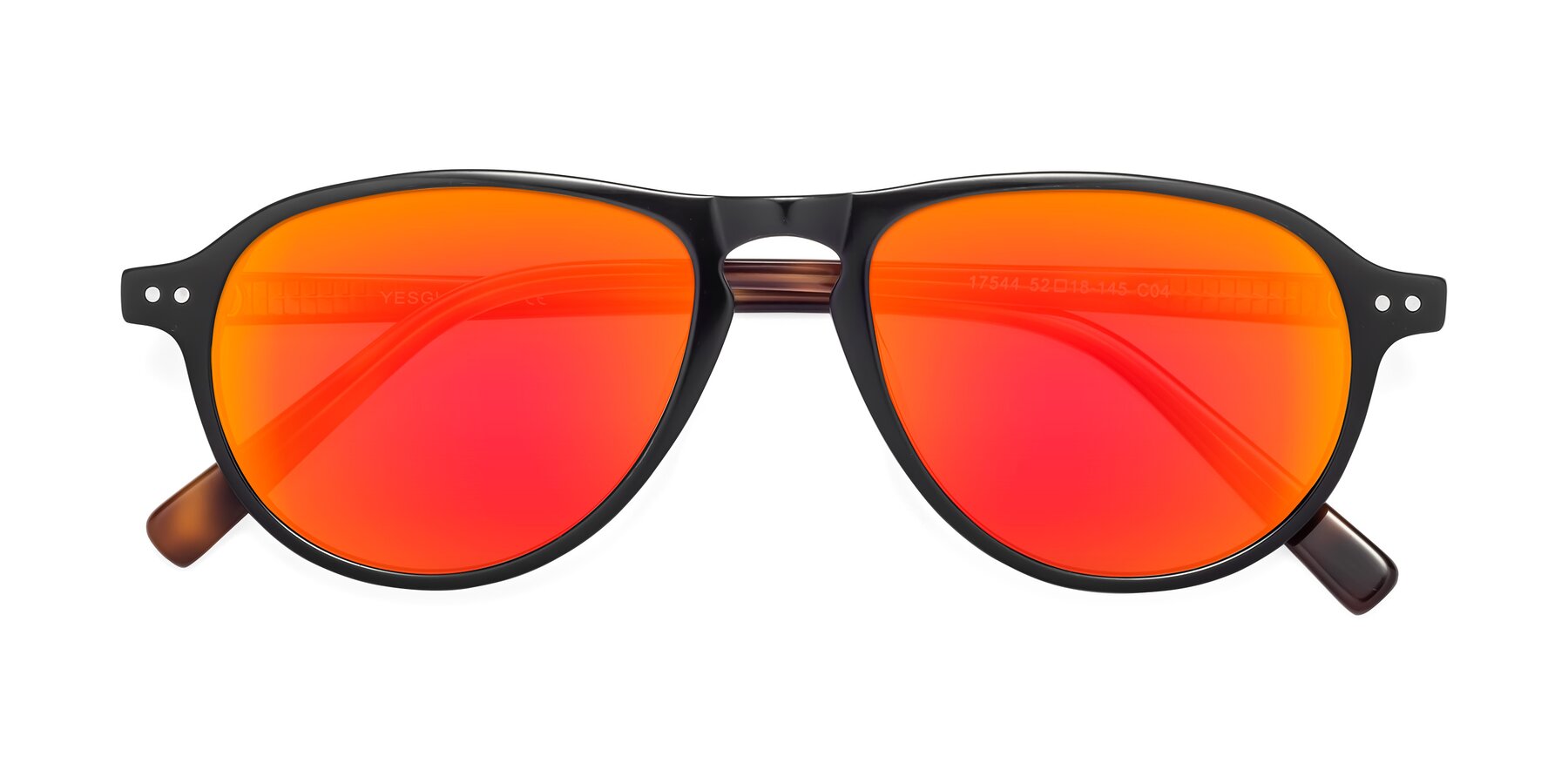 Folded Front of 17544 in Black-Tortoise with Red Gold Mirrored Lenses