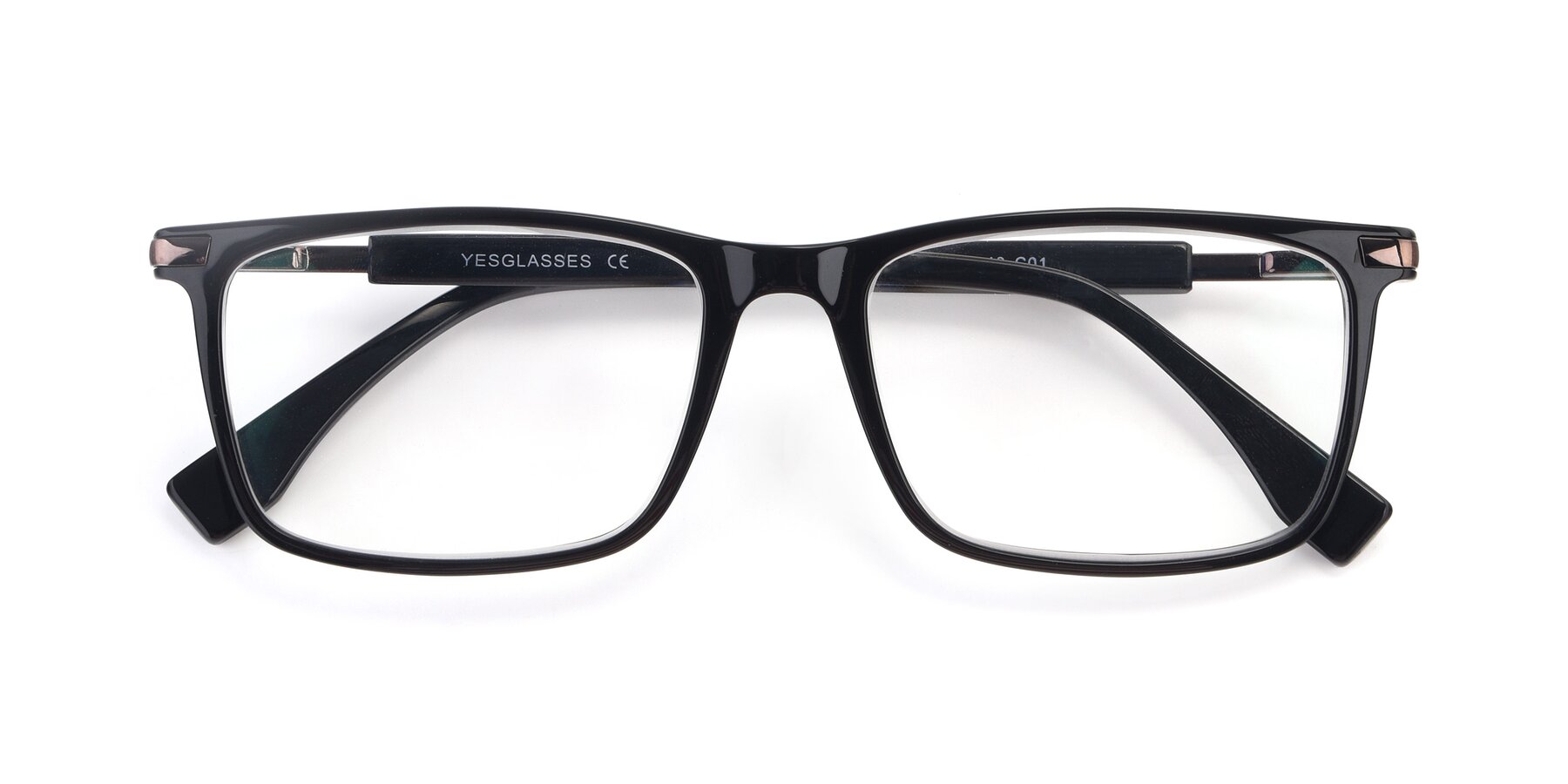Folded Front of 17554 in Black with Clear Reading Eyeglass Lenses