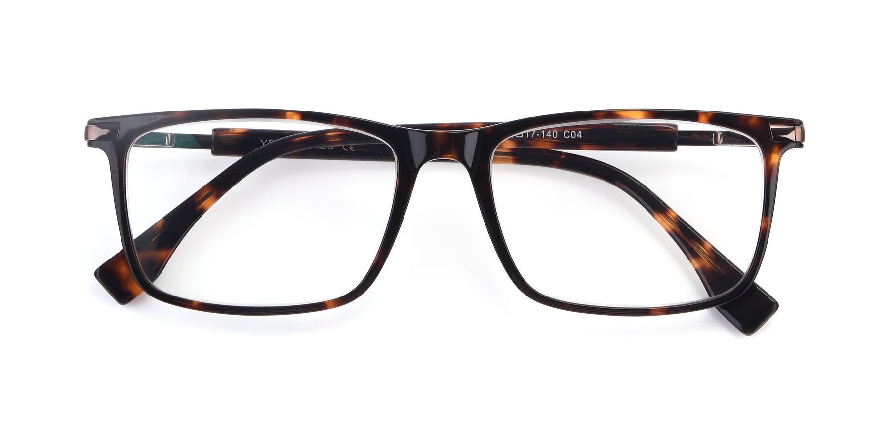 Folded Front of 17554 in Tortoise with Clear Reading Eyeglass Lenses