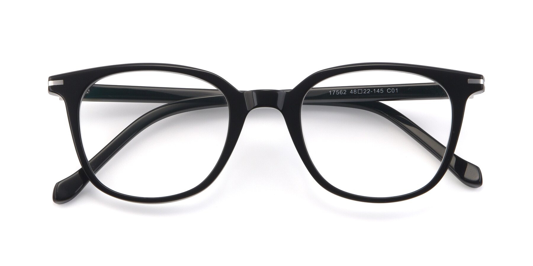 Folded Front of 17562 in Black with Clear Reading Eyeglass Lenses