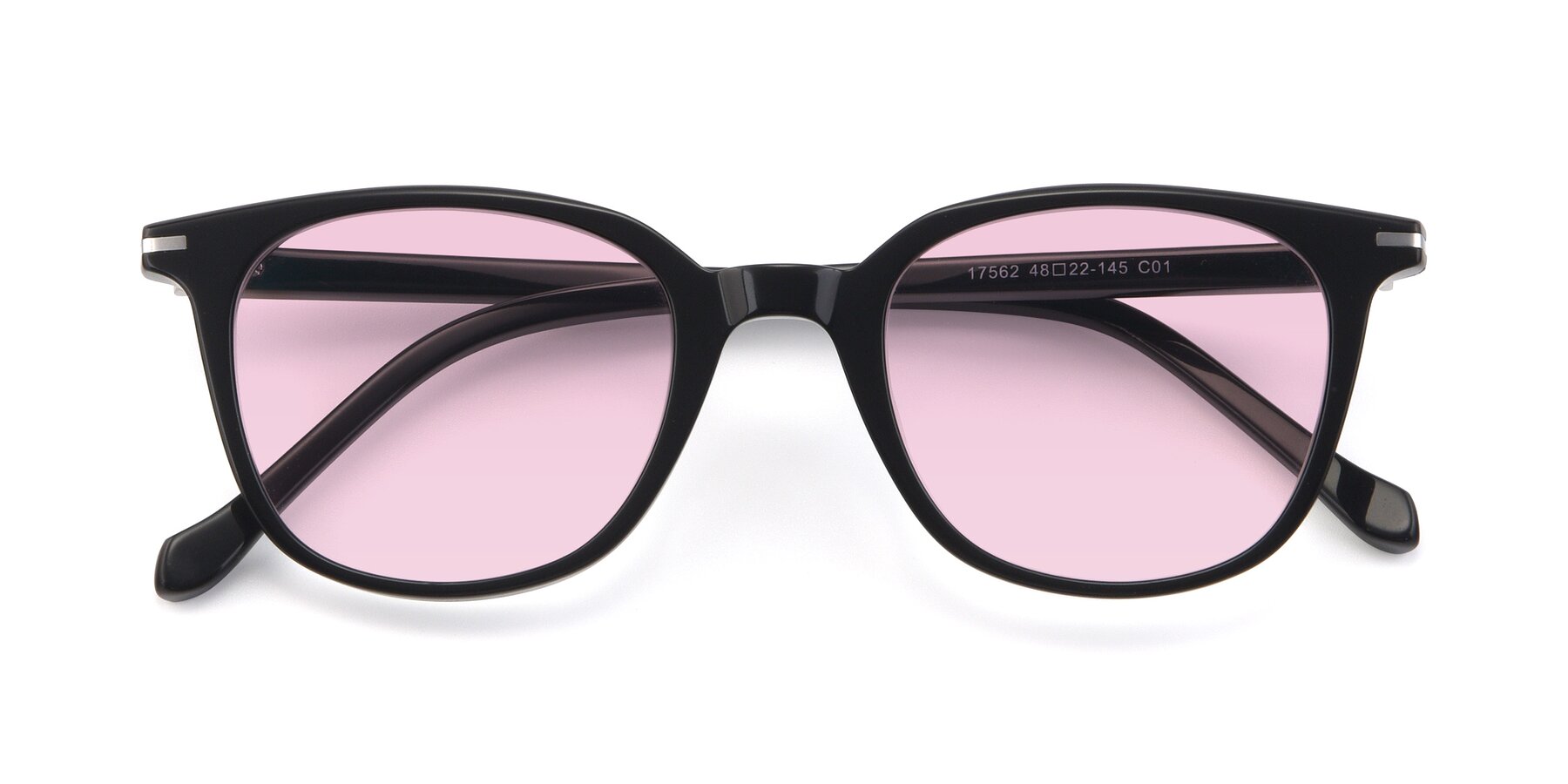 Folded Front of 17562 in Black with Light Pink Tinted Lenses