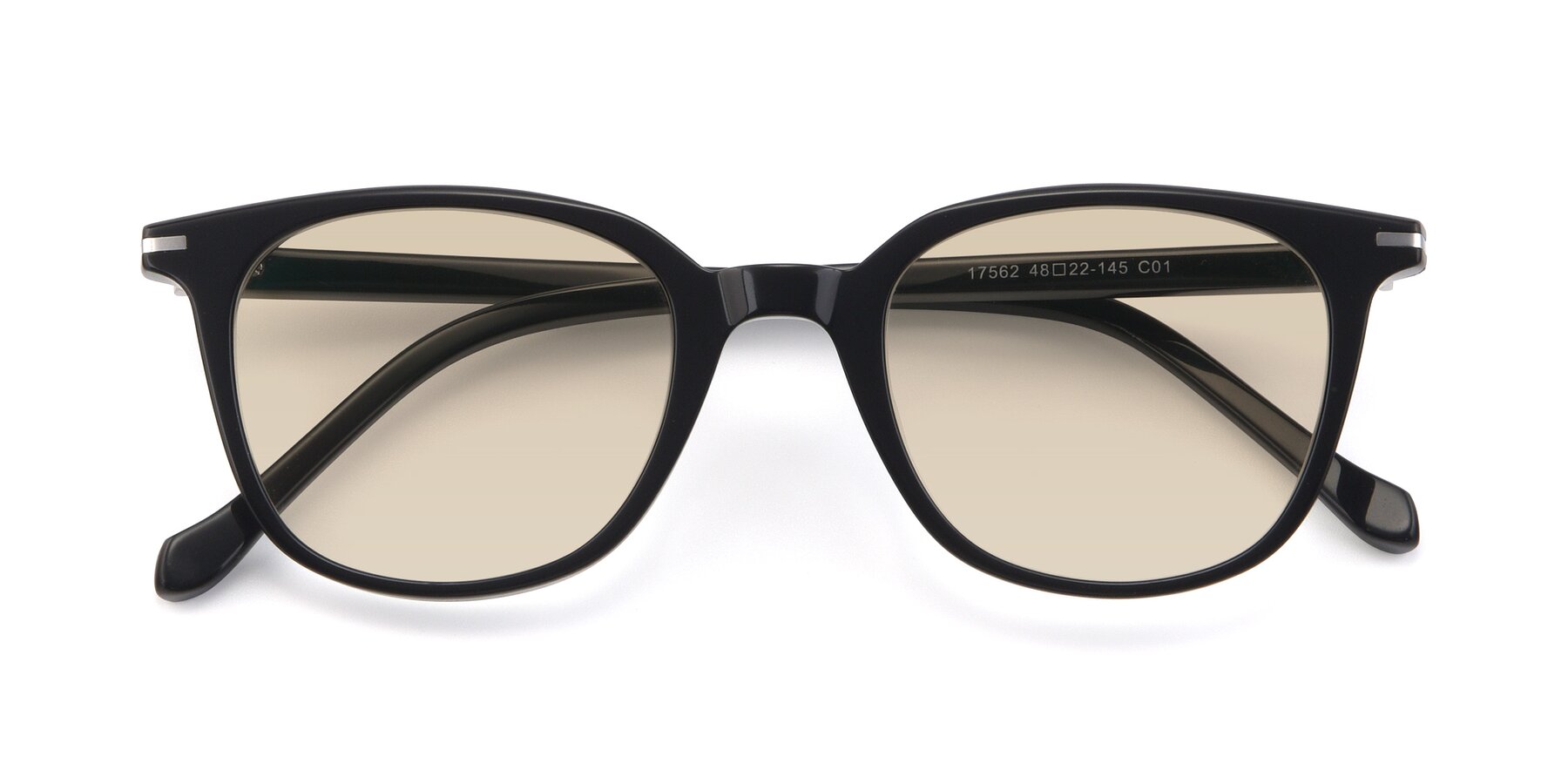 Folded Front of 17562 in Black with Light Brown Tinted Lenses