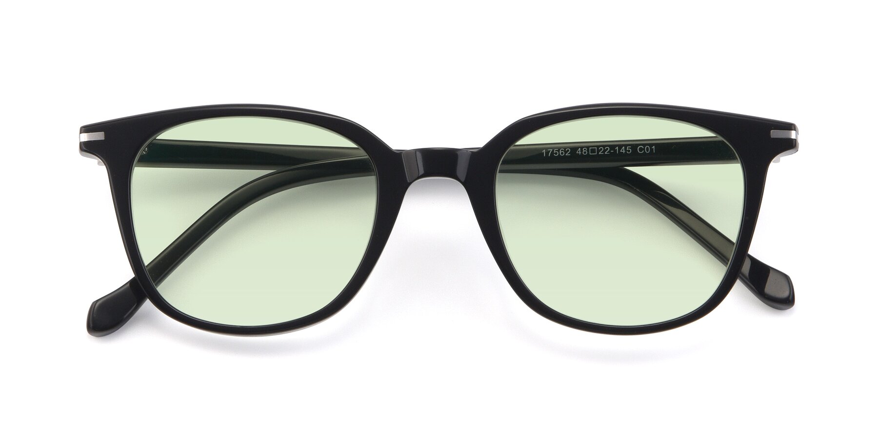 Folded Front of 17562 in Black with Light Green Tinted Lenses