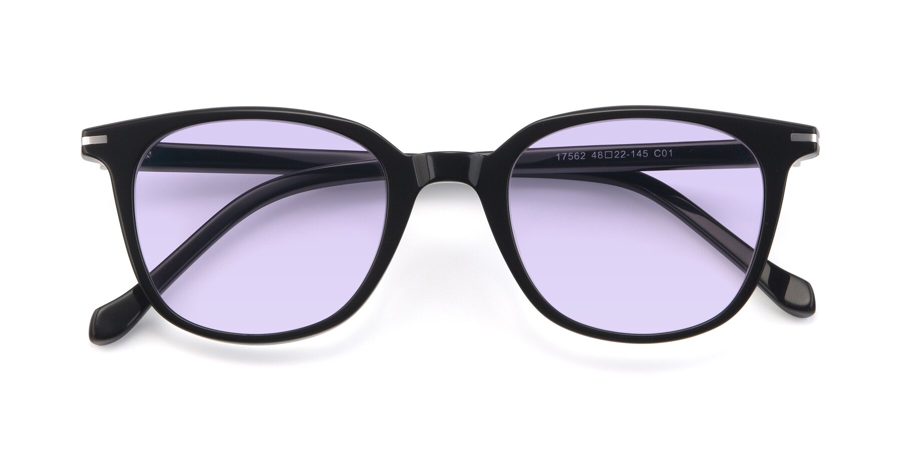 Folded Front of 17562 in Black with Light Purple Tinted Lenses