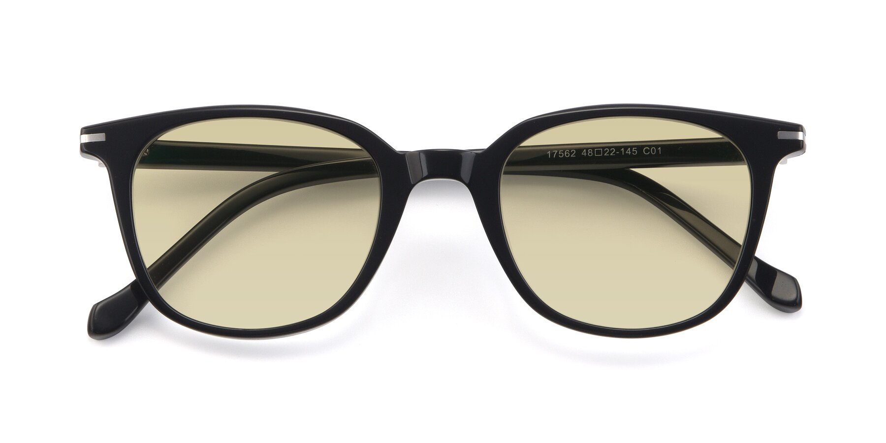 Folded Front of 17562 in Black with Light Champagne Tinted Lenses