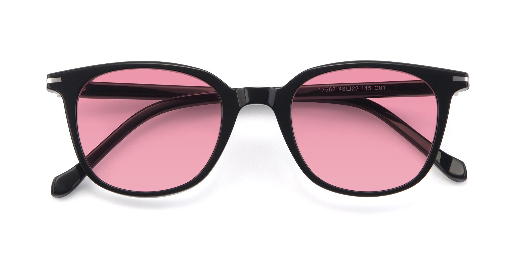 Folded Front of 17562 in Black with Pink Tinted Lenses