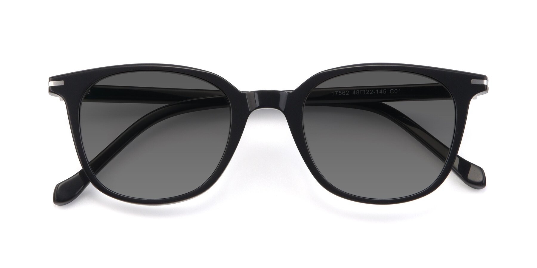 Folded Front of 17562 in Black with Medium Gray Tinted Lenses