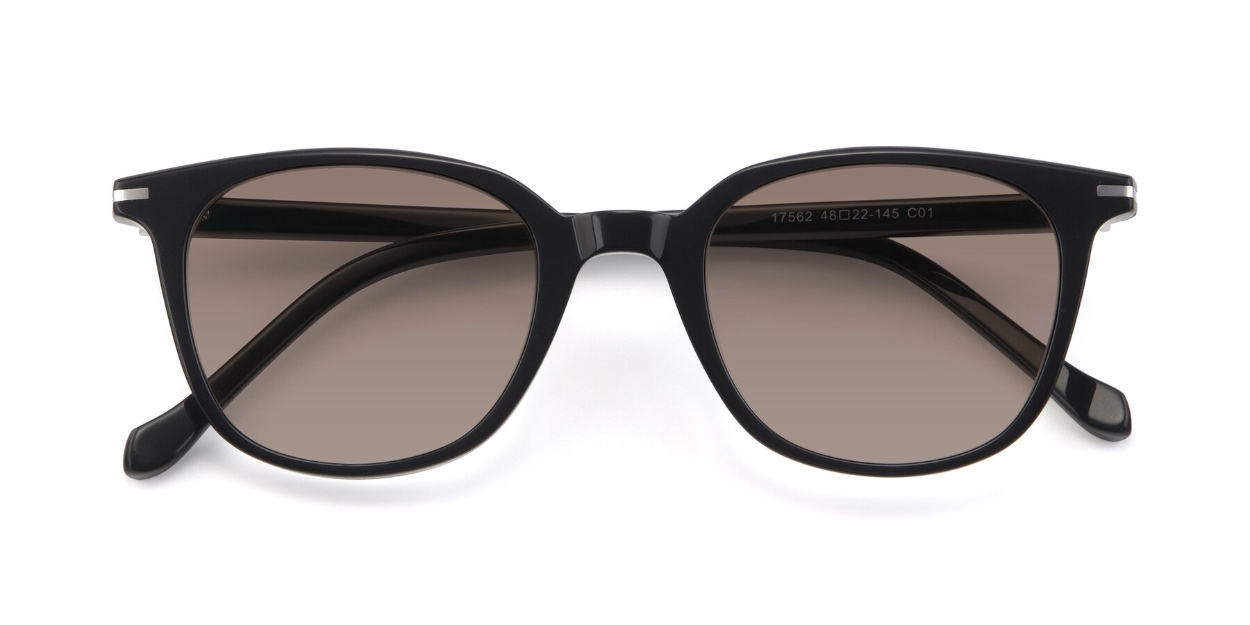 Folded Front of 17562 in Black with Medium Brown Tinted Lenses