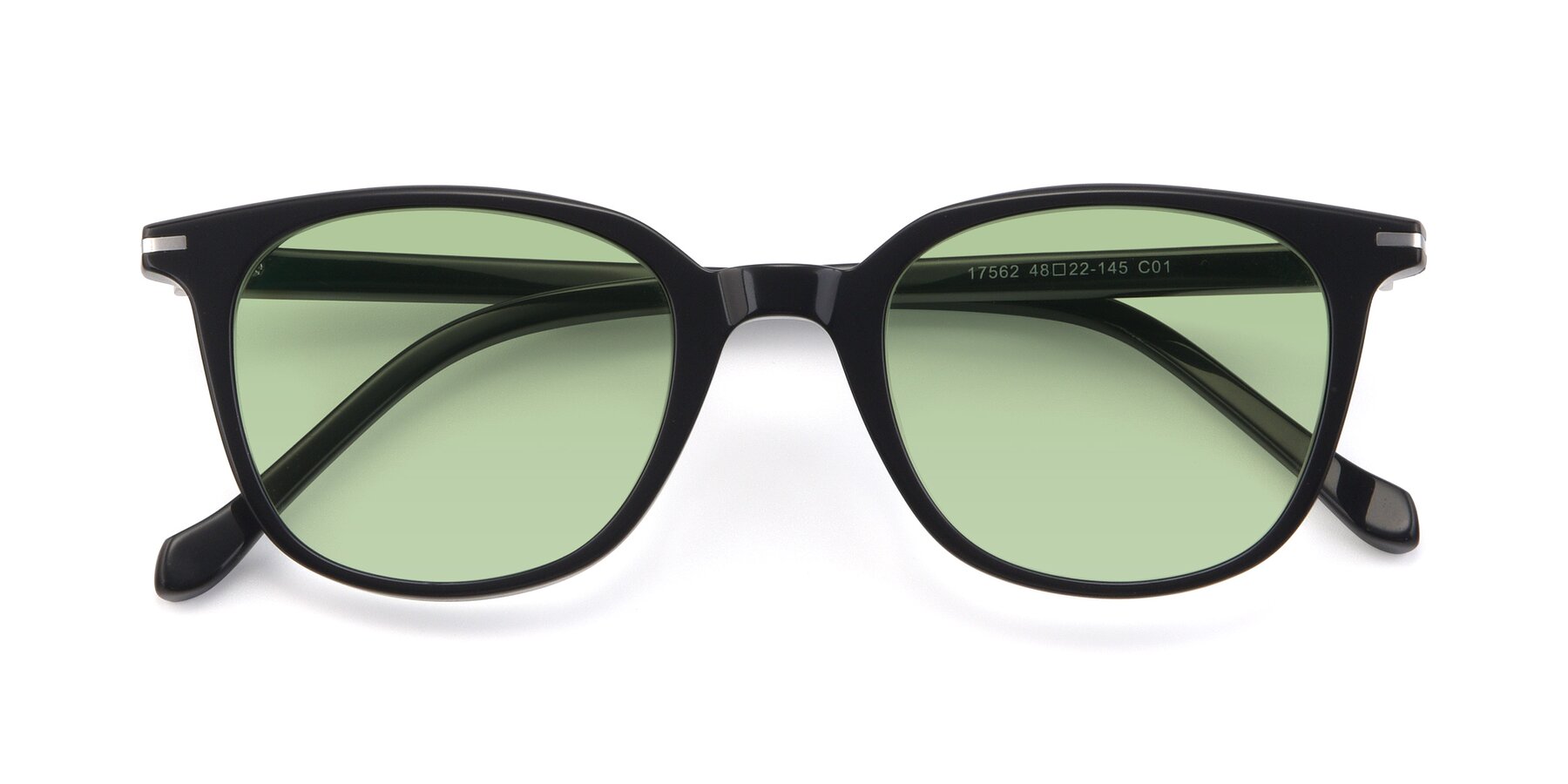 Folded Front of 17562 in Black with Medium Green Tinted Lenses