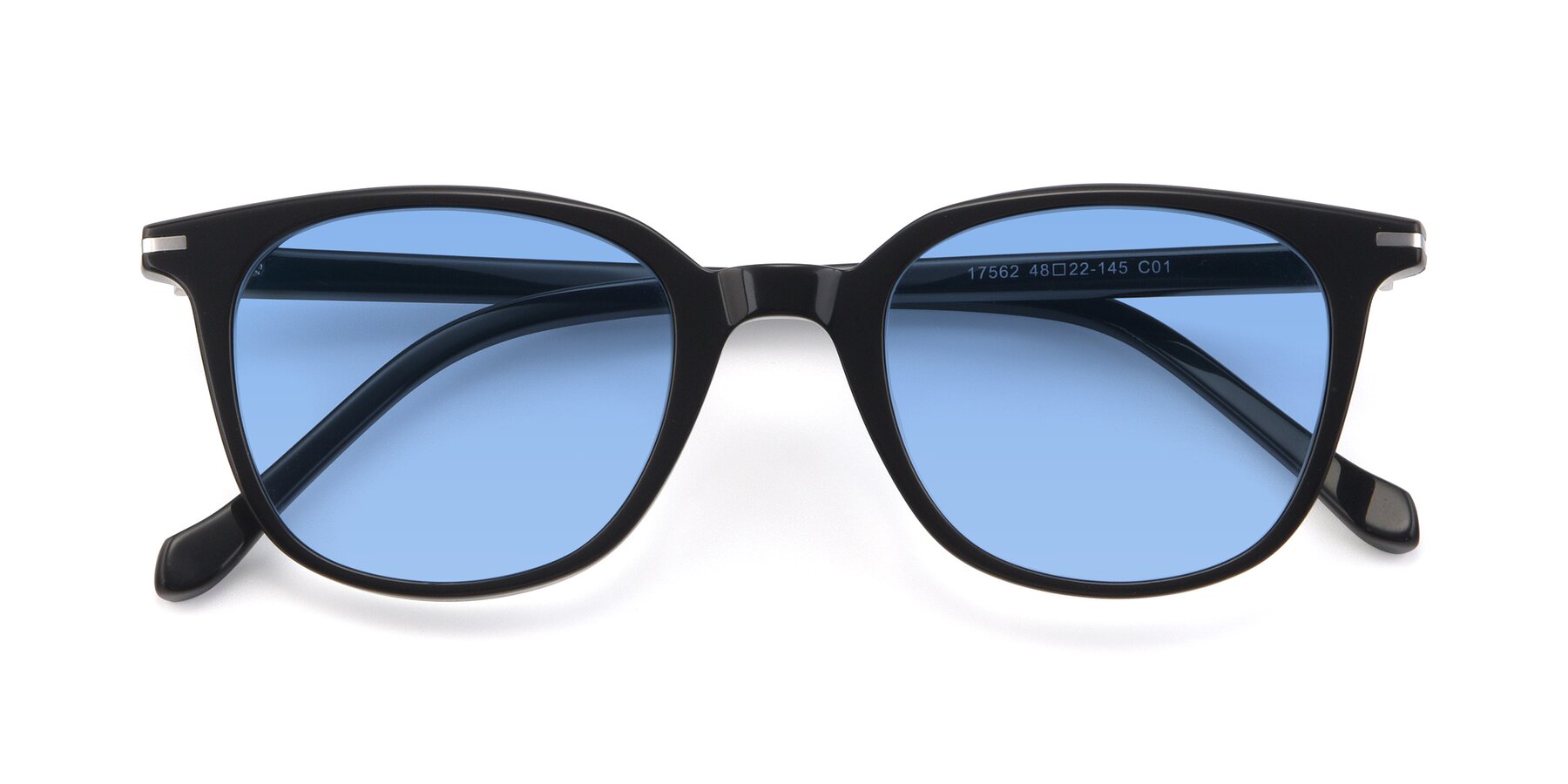 Folded Front of 17562 in Black with Medium Blue Tinted Lenses