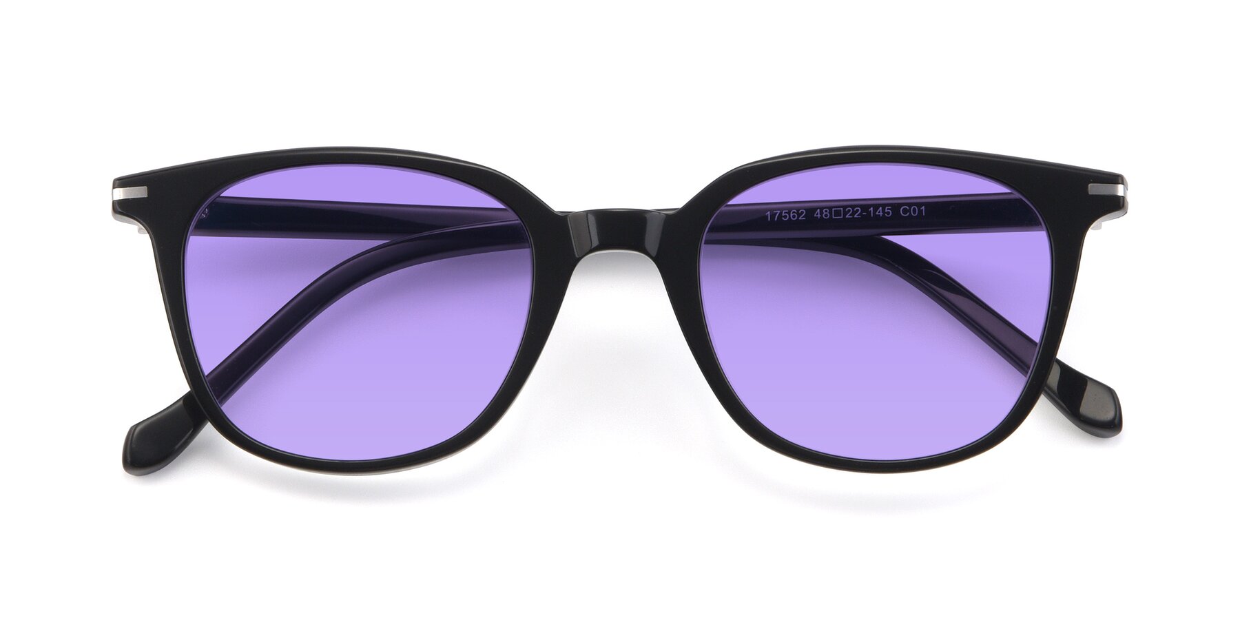 Folded Front of 17562 in Black with Medium Purple Tinted Lenses
