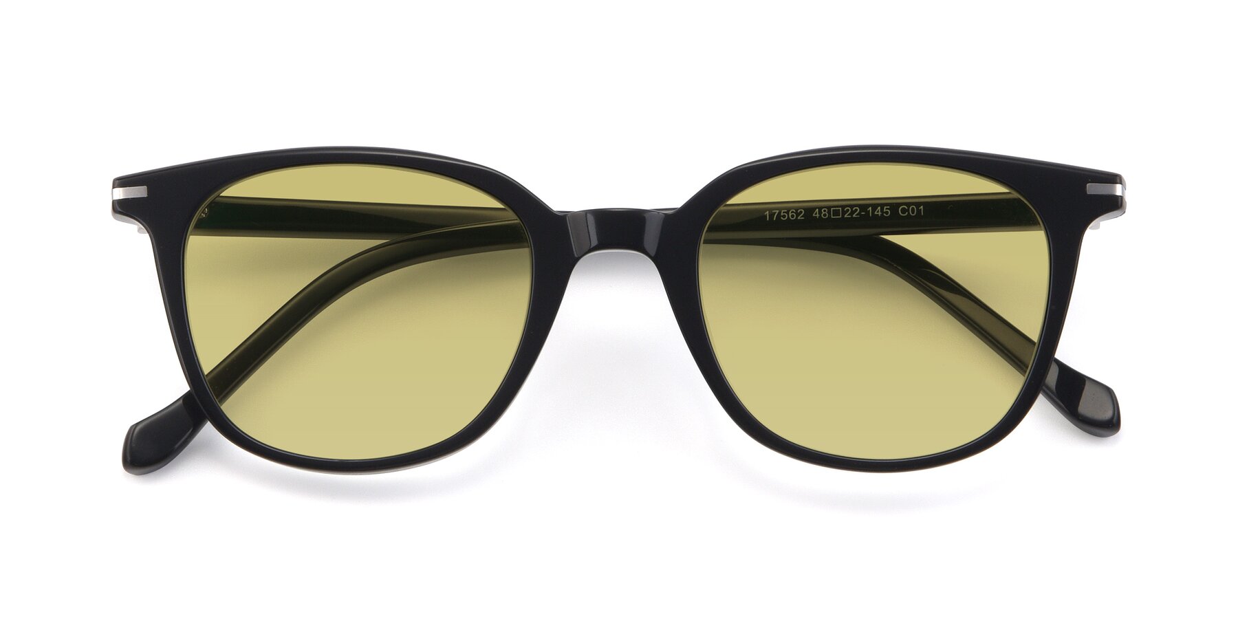 Folded Front of 17562 in Black with Medium Champagne Tinted Lenses