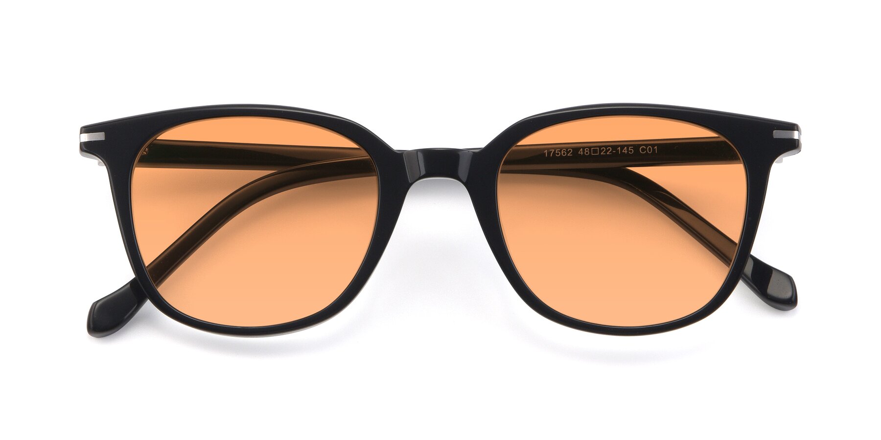 Folded Front of 17562 in Black with Medium Orange Tinted Lenses