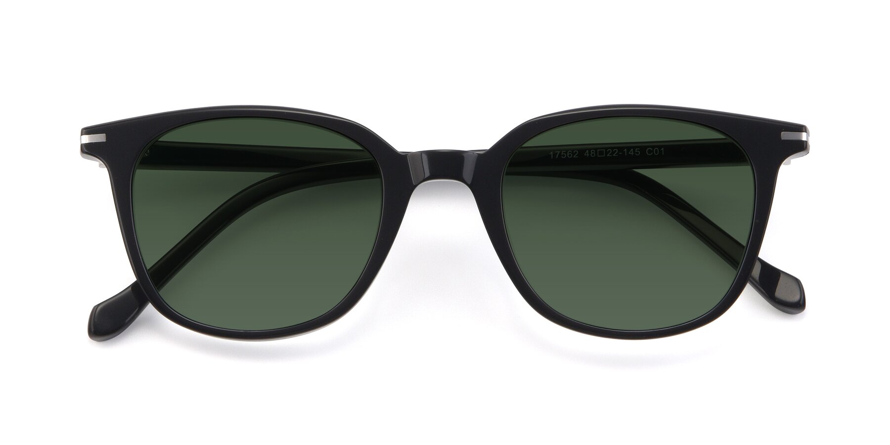 Folded Front of 17562 in Black with Green Tinted Lenses