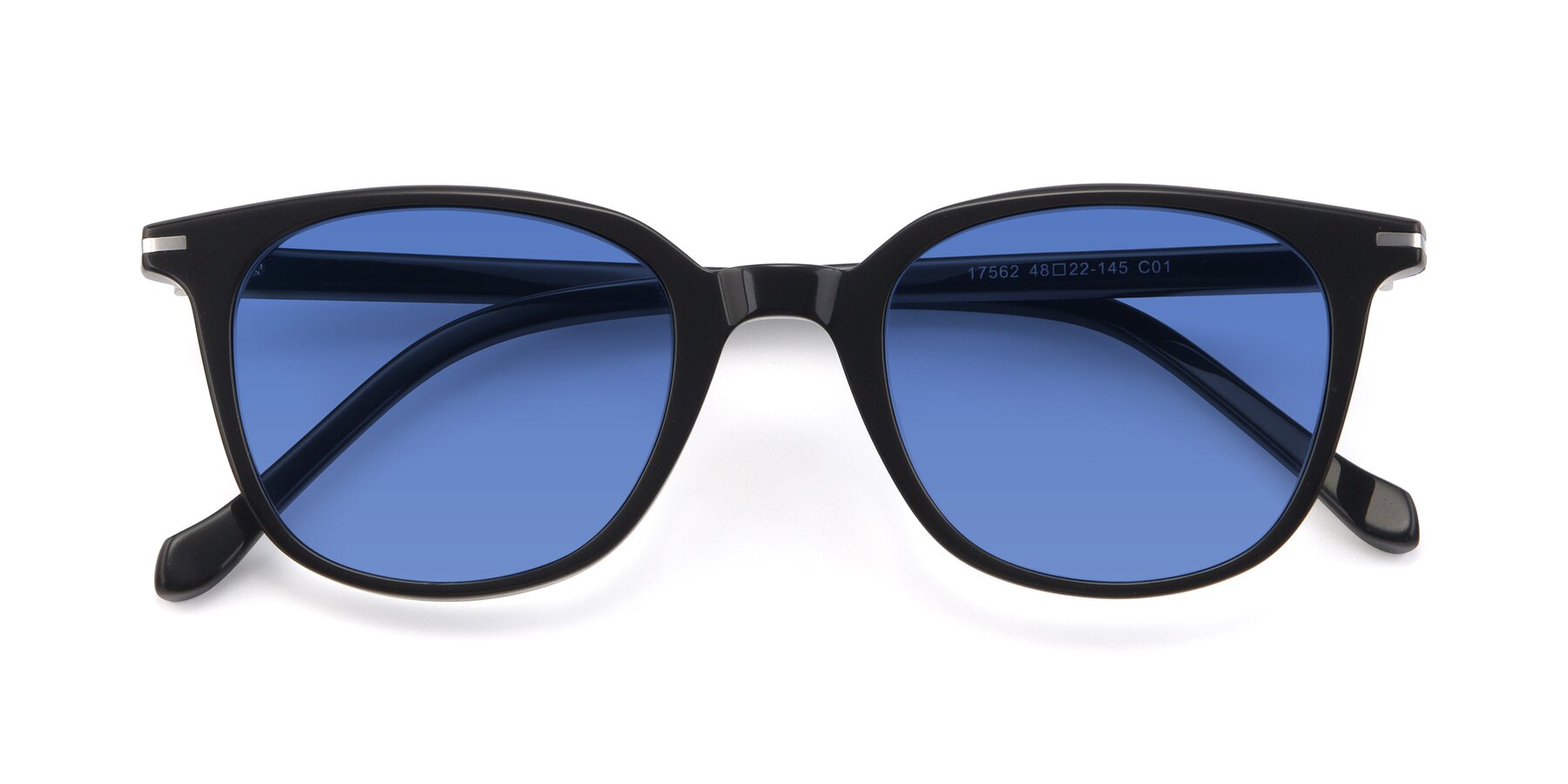 Folded Front of 17562 in Black with Blue Tinted Lenses