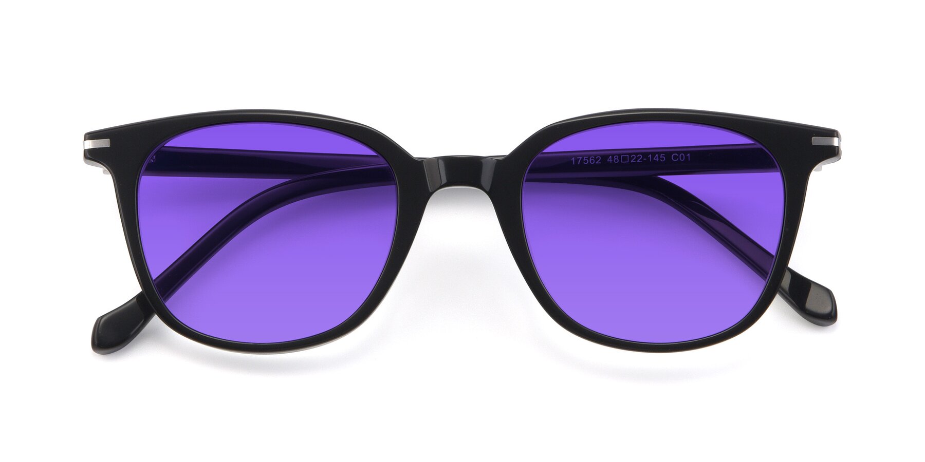 Folded Front of 17562 in Black with Purple Tinted Lenses