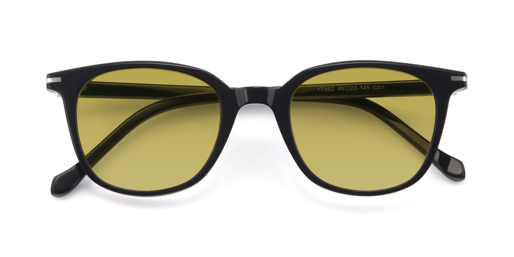 Folded Front of 17562 in Black with Champagne Tinted Lenses