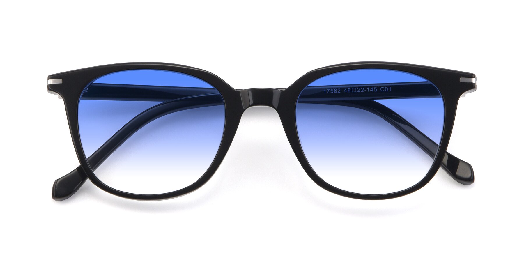 Folded Front of 17562 in Black with Blue Gradient Lenses