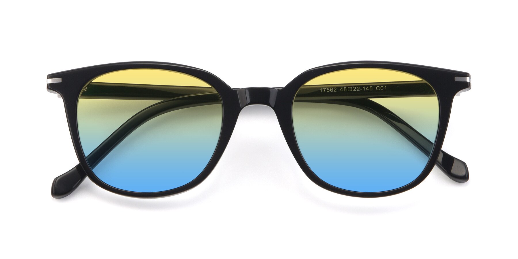 Folded Front of 17562 in Black with Yellow / Blue Gradient Lenses