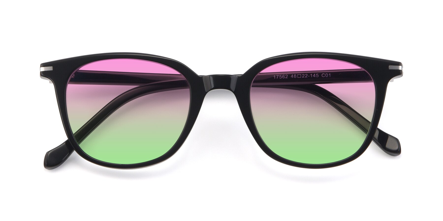 Folded Front of 17562 in Black with Pink / Green Gradient Lenses