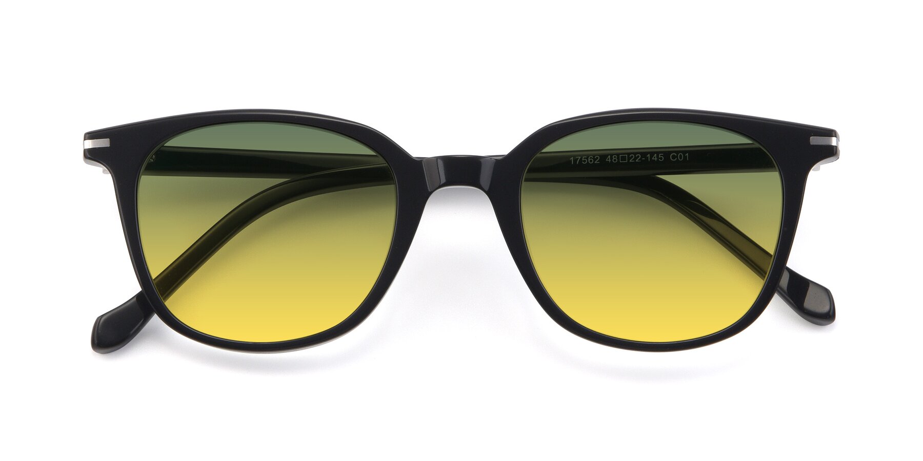 Folded Front of 17562 in Black with Green / Yellow Gradient Lenses