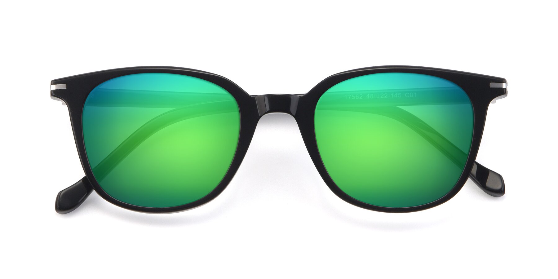 Folded Front of 17562 in Black with Green Mirrored Lenses