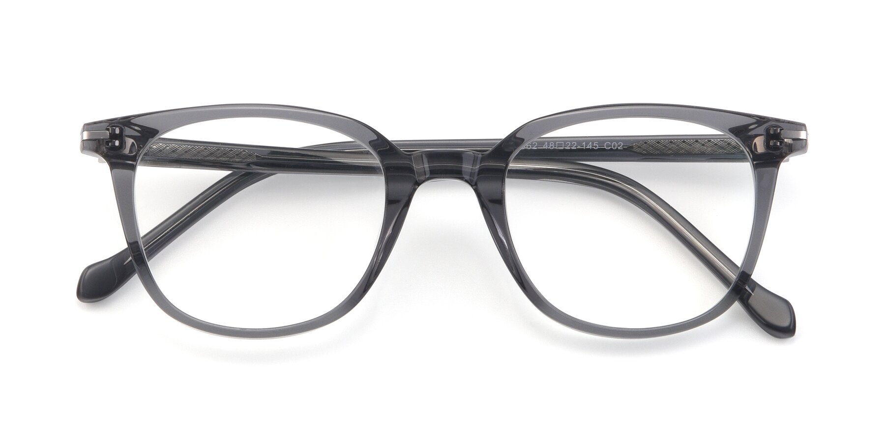 Folded Front of 17562 in Transparent Grey with Clear Eyeglass Lenses