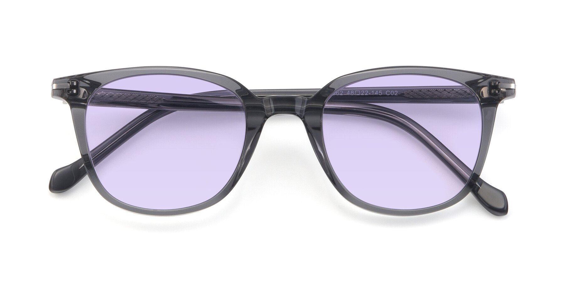 Folded Front of 17562 in Transparent Grey with Light Purple Tinted Lenses