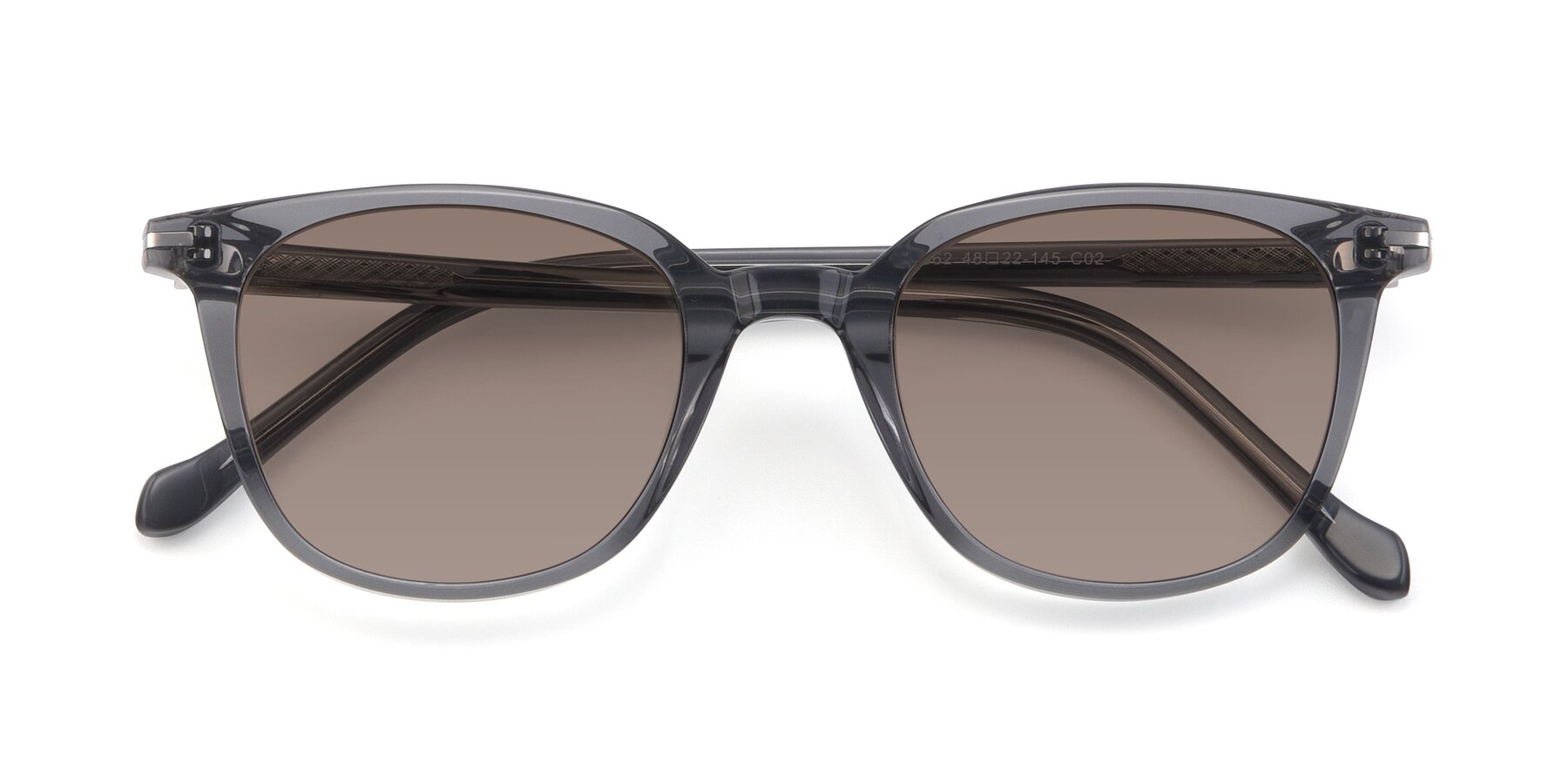 Folded Front of 17562 in Transparent Grey with Medium Brown Tinted Lenses
