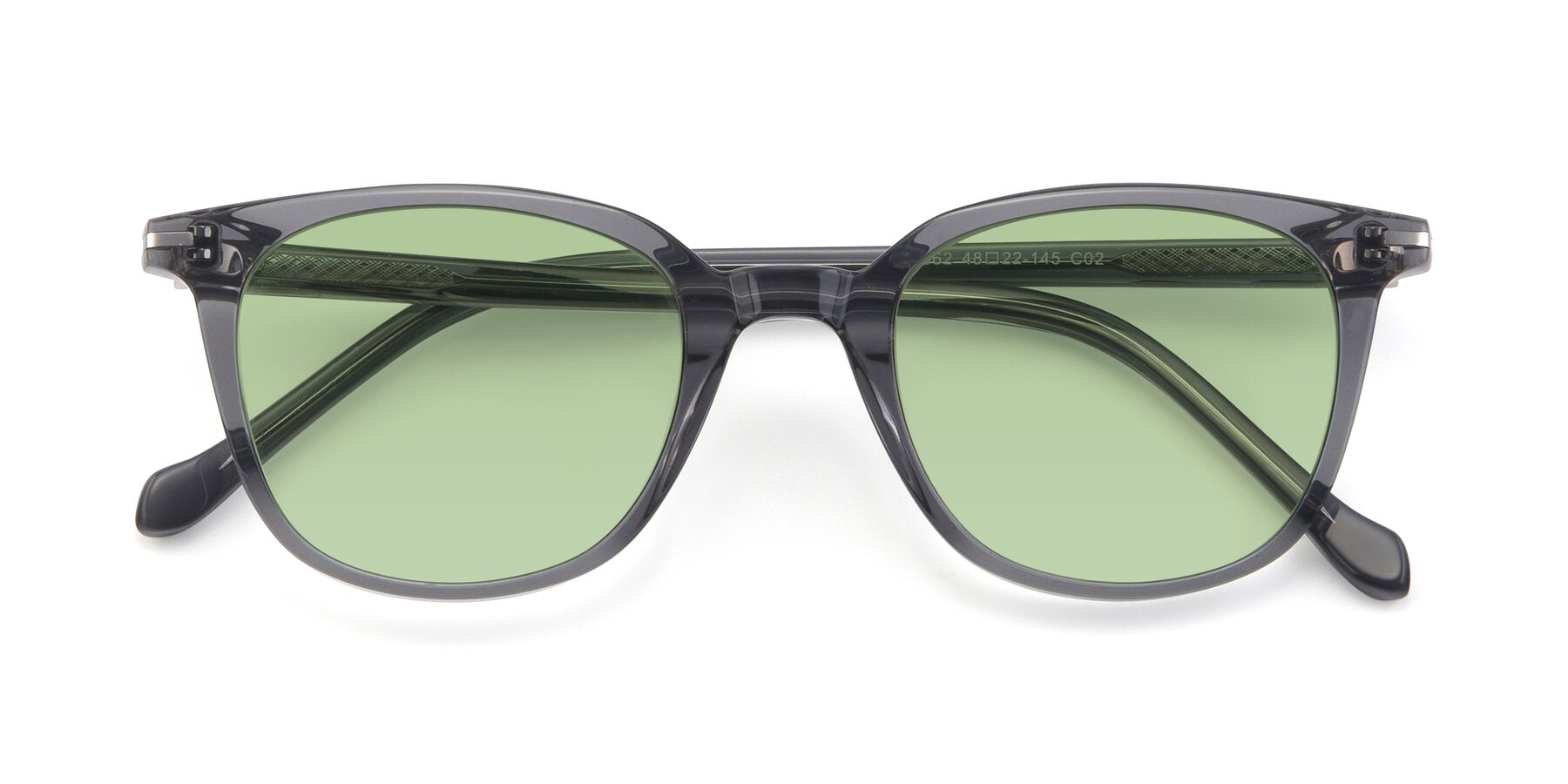 Folded Front of 17562 in Transparent Grey with Medium Green Tinted Lenses