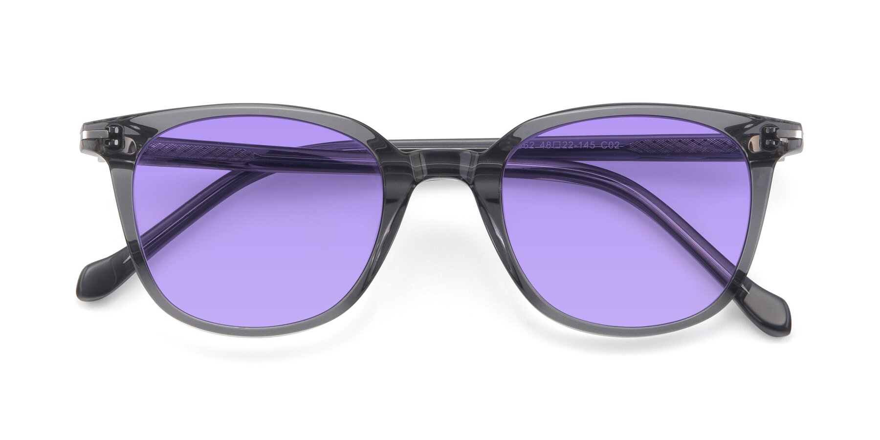 Folded Front of 17562 in Transparent Grey with Medium Purple Tinted Lenses