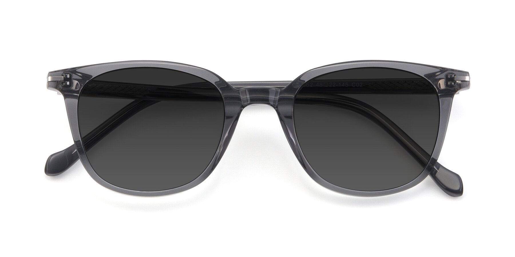 Transparent Grey Horn-Rimmed Wayfarer Square Tinted Sunglasses with ...