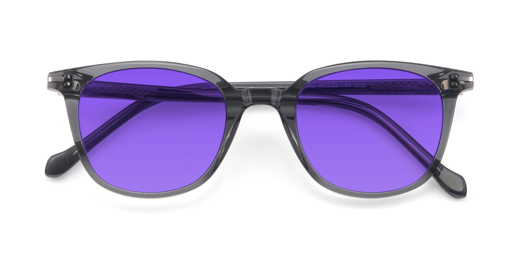 Folded Front of 17562 in Transparent Grey with Purple Tinted Lenses