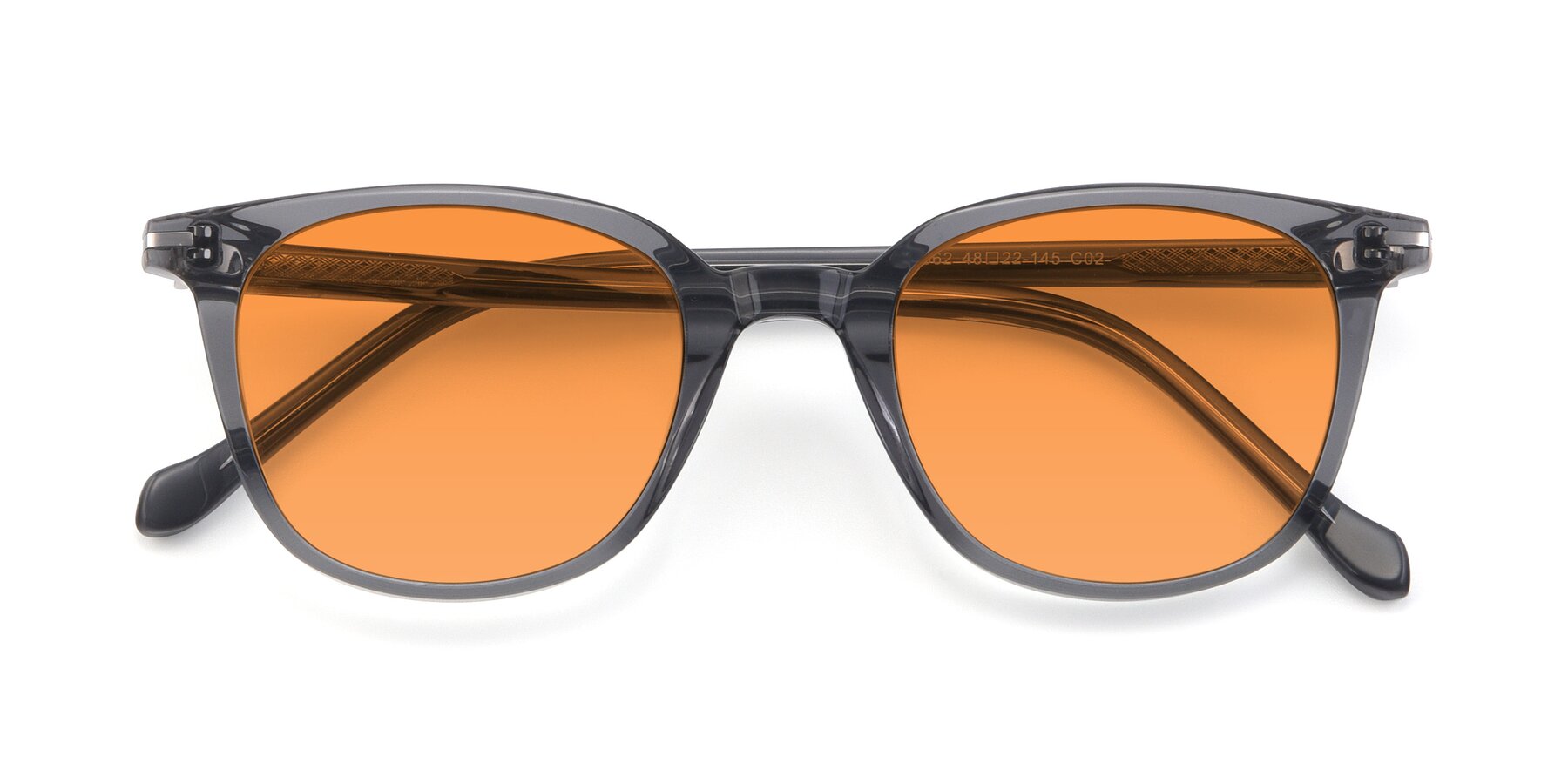 Folded Front of 17562 in Transparent Grey with Orange Tinted Lenses