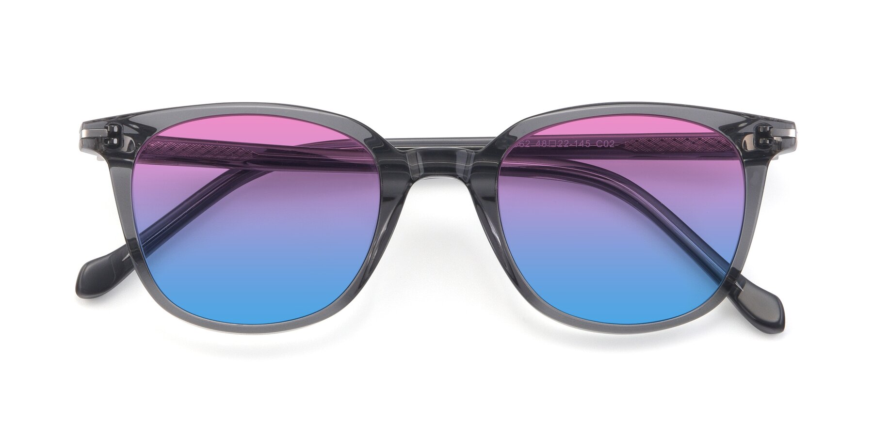 Folded Front of 17562 in Transparent Grey with Pink / Blue Gradient Lenses