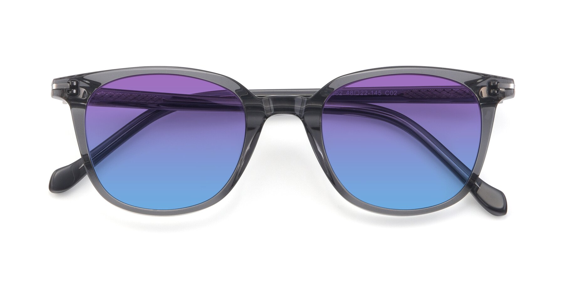 Folded Front of 17562 in Transparent Grey with Purple / Blue Gradient Lenses
