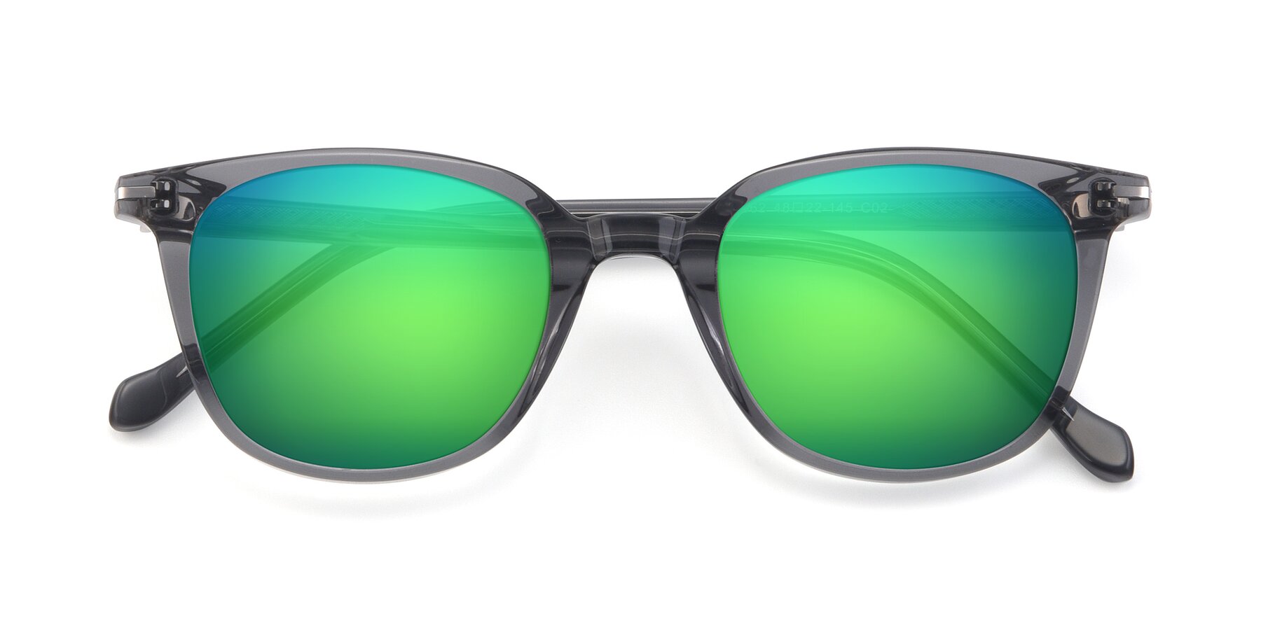 Folded Front of 17562 in Transparent Grey with Green Mirrored Lenses