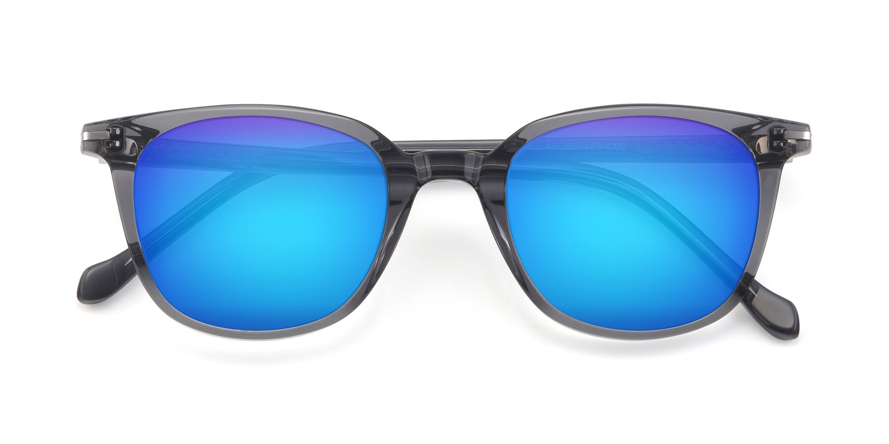 Folded Front of 17562 in Transparent Grey with Blue Mirrored Lenses