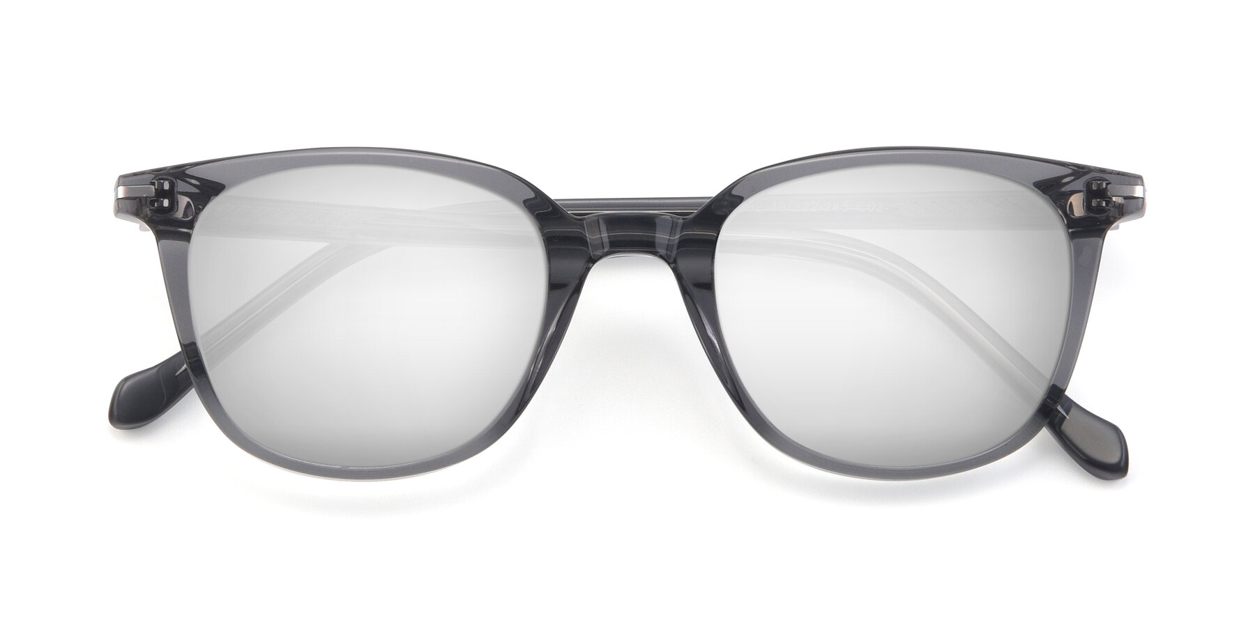 Folded Front of 17562 in Transparent Grey with Silver Mirrored Lenses