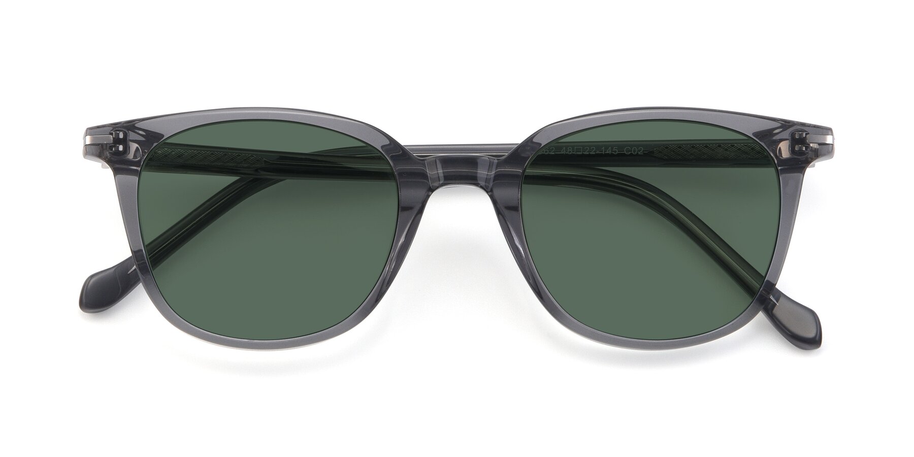 Folded Front of 17562 in Transparent Grey with Green Polarized Lenses