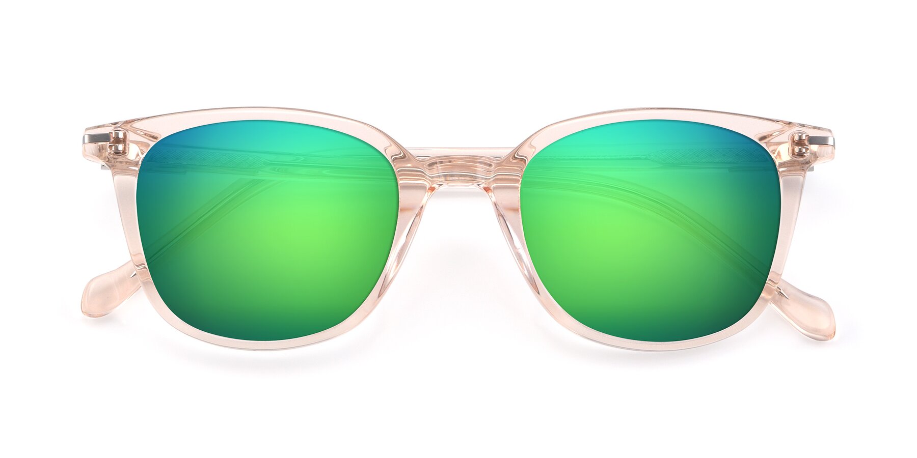 Folded Front of 17562 in Transparent Pink with Green Mirrored Lenses