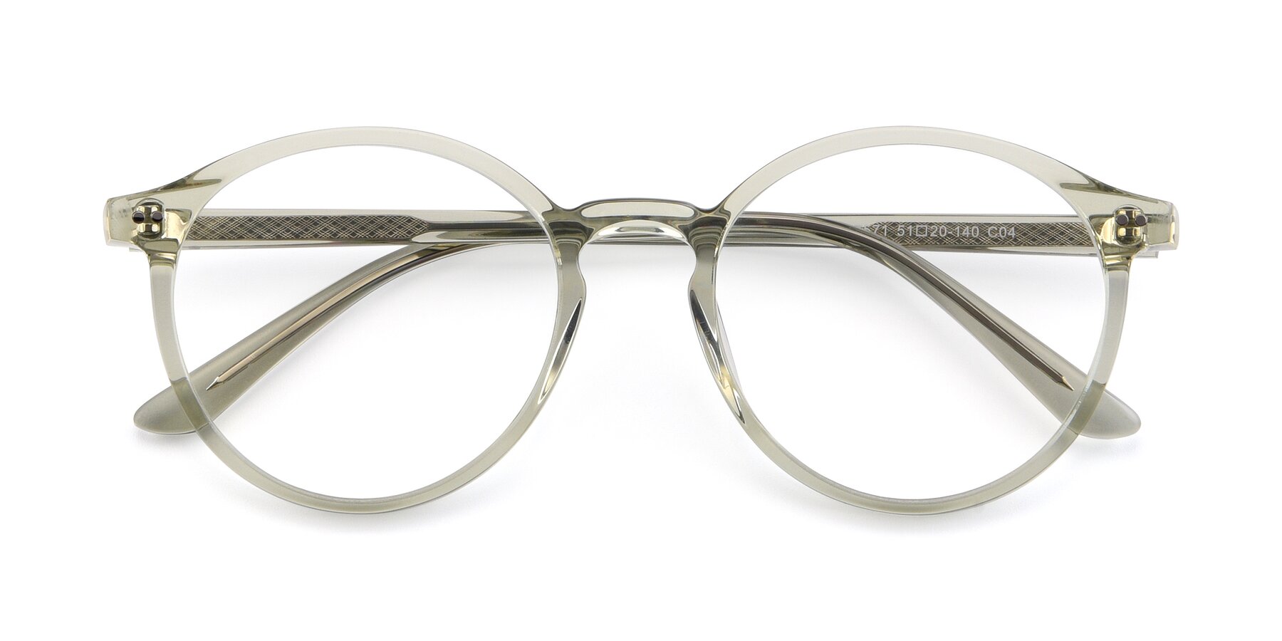 Folded Front of 17571 in Transparent Green with Clear Reading Eyeglass Lenses