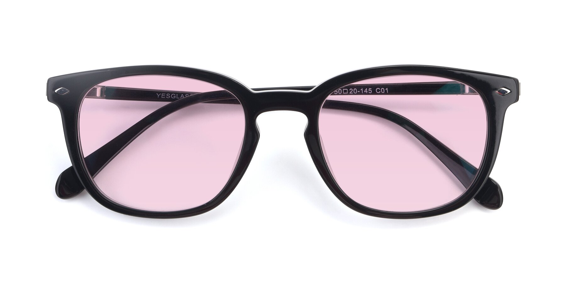 Folded Front of 17578 in Black with Light Pink Tinted Lenses