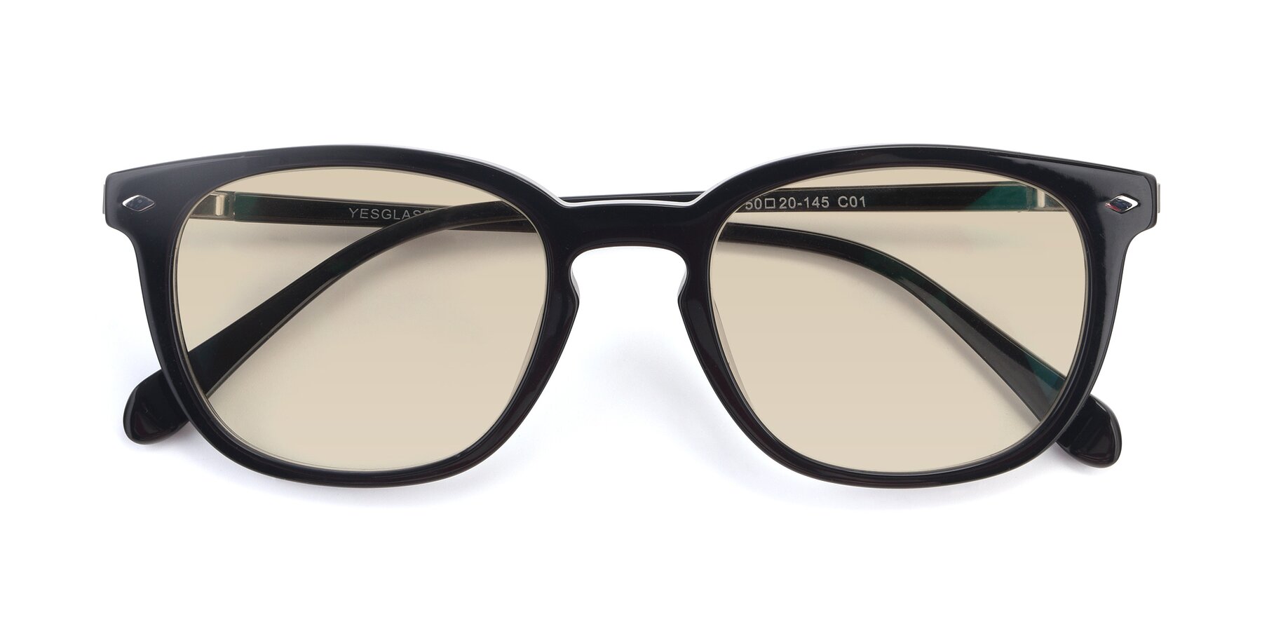 Folded Front of 17578 in Black with Light Brown Tinted Lenses