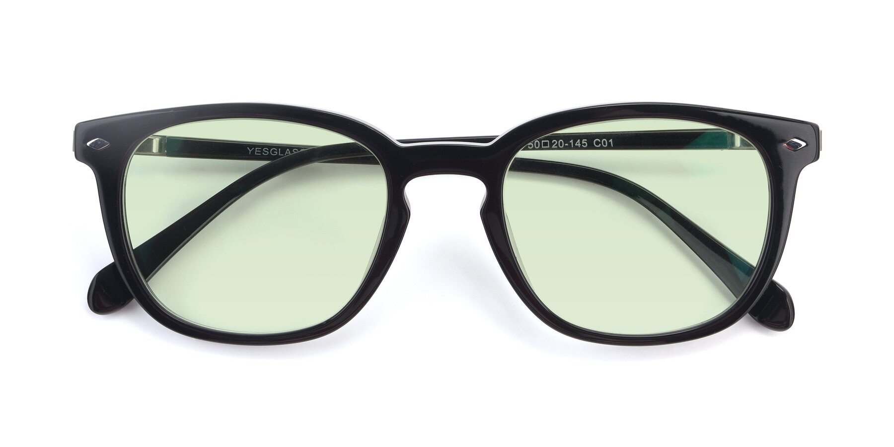 Folded Front of 17578 in Black with Light Green Tinted Lenses