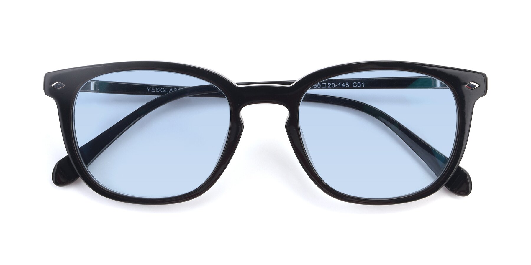 Folded Front of 17578 in Black with Light Blue Tinted Lenses