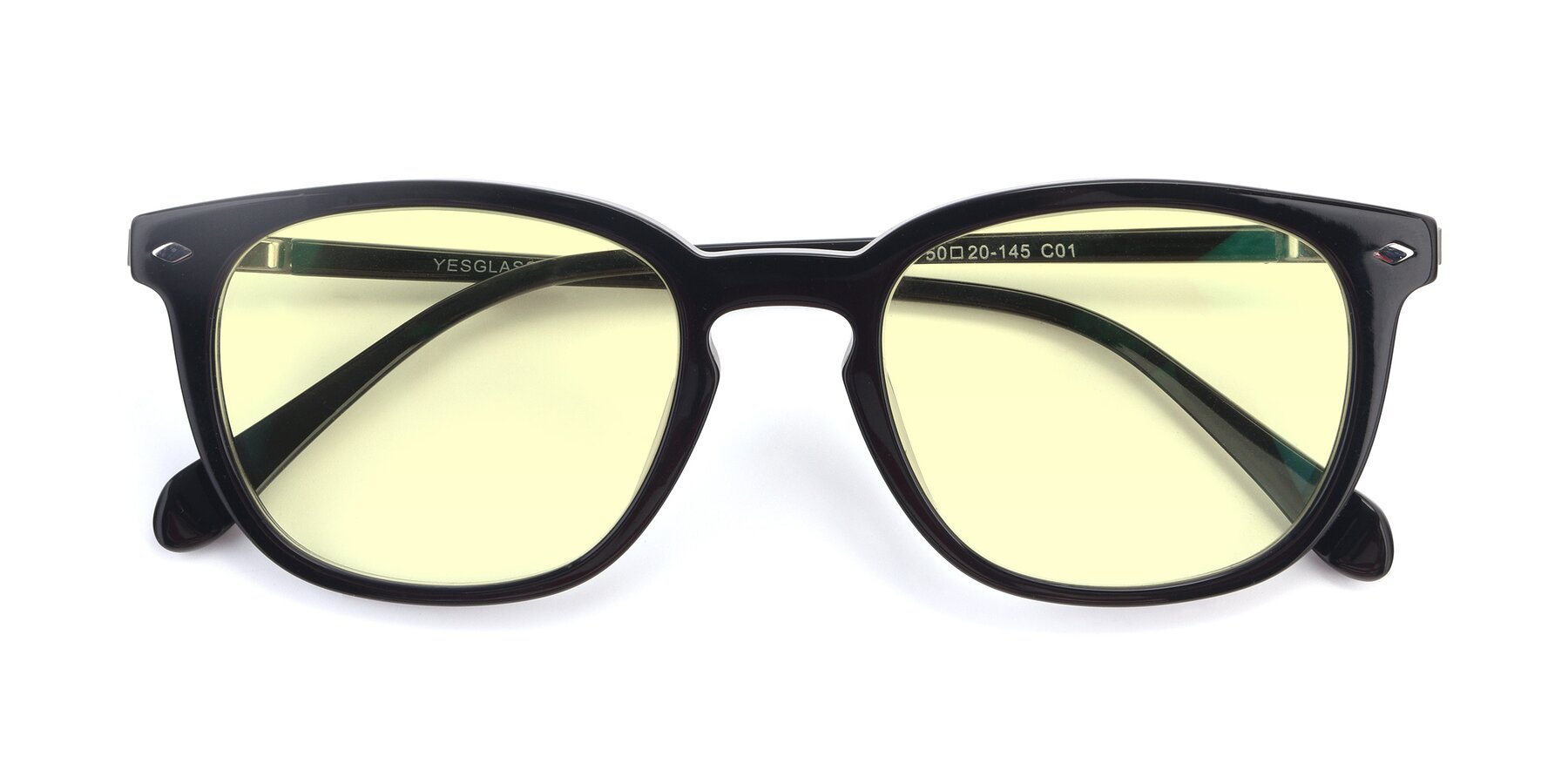 Folded Front of 17578 in Black with Light Yellow Tinted Lenses