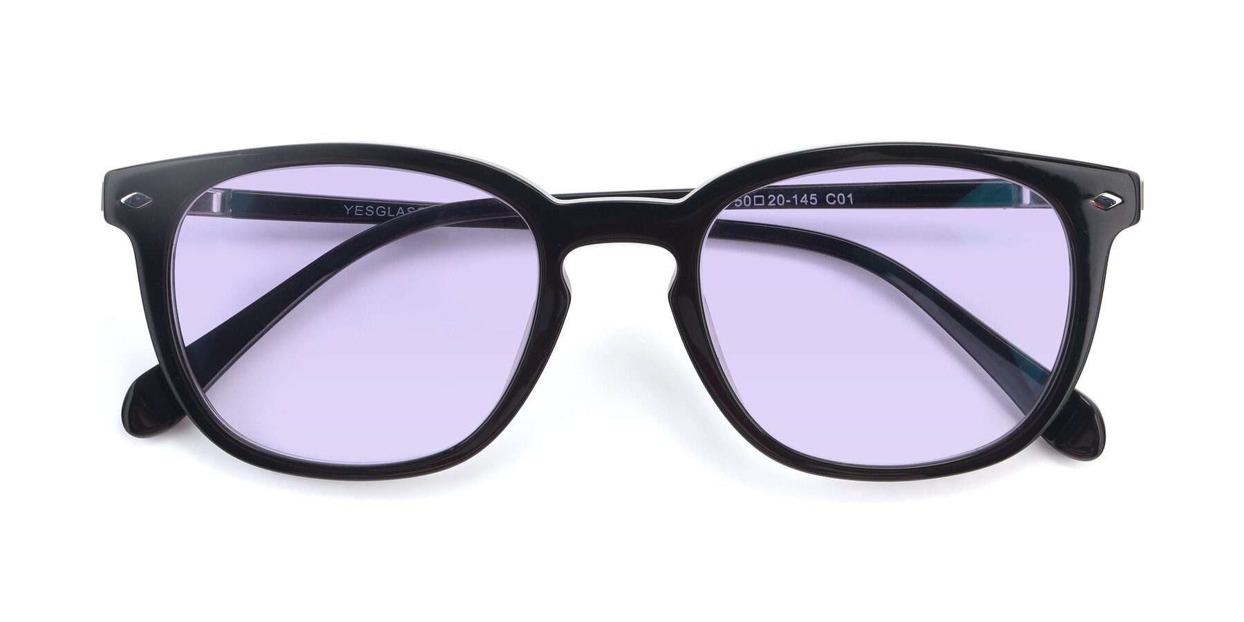 Folded Front of 17578 in Black with Light Purple Tinted Lenses