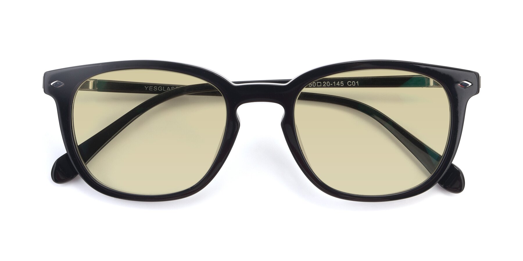 Folded Front of 17578 in Black with Light Champagne Tinted Lenses