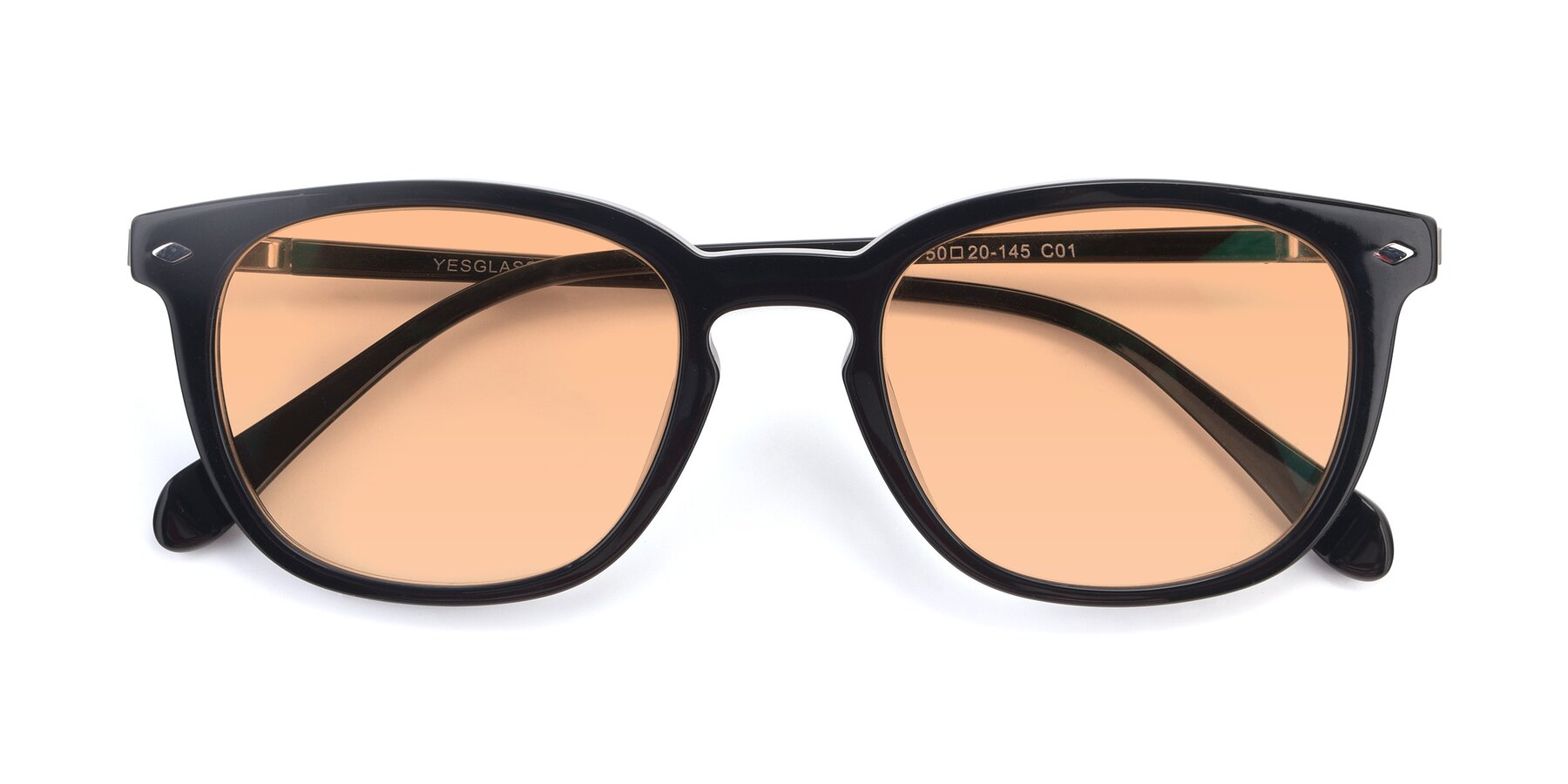 Folded Front of 17578 in Black with Light Orange Tinted Lenses
